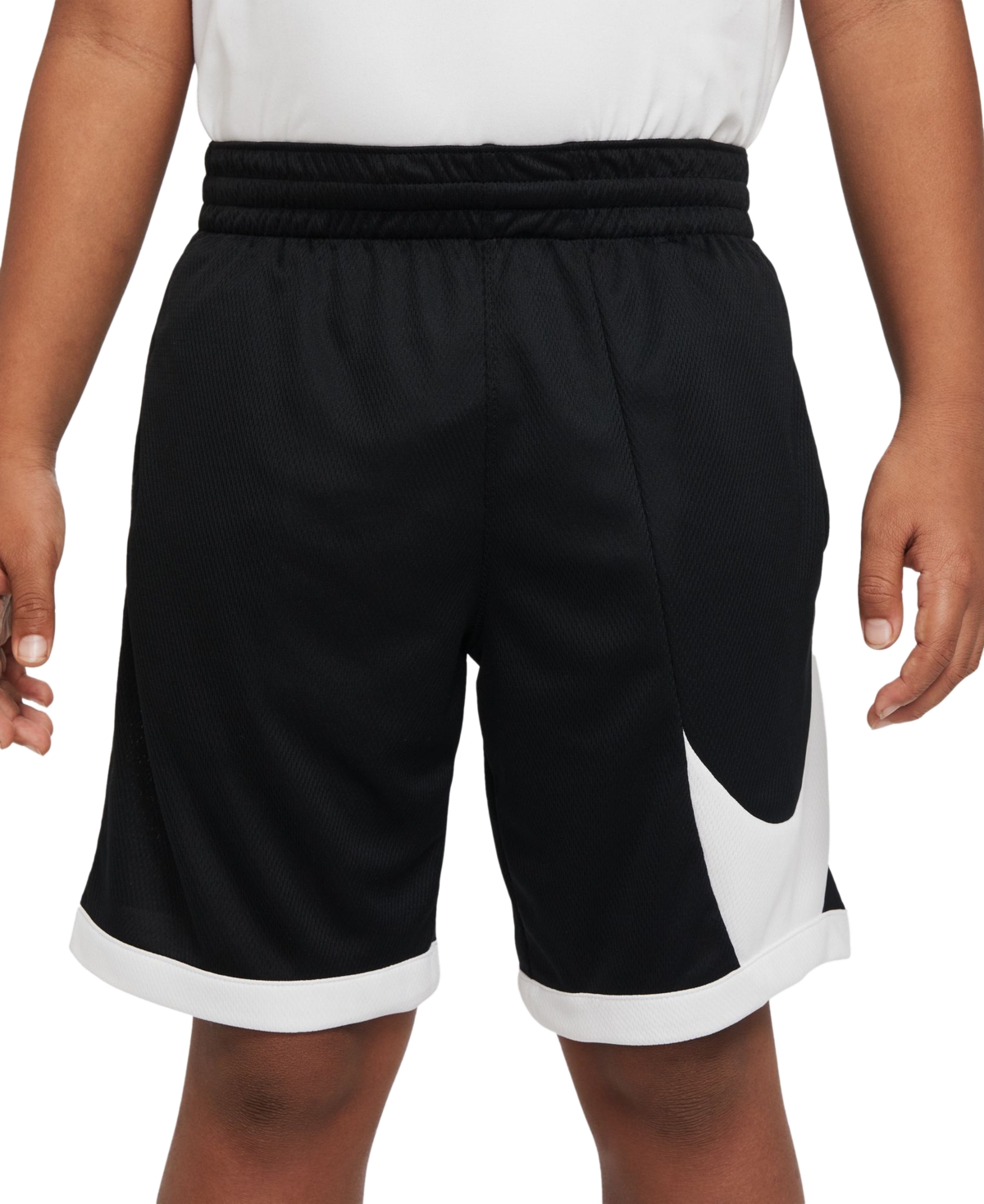 Shop Nike Big Boys Dri-fit Standard-fit Colorblocked Basketball Shorts In Black,white,white,white