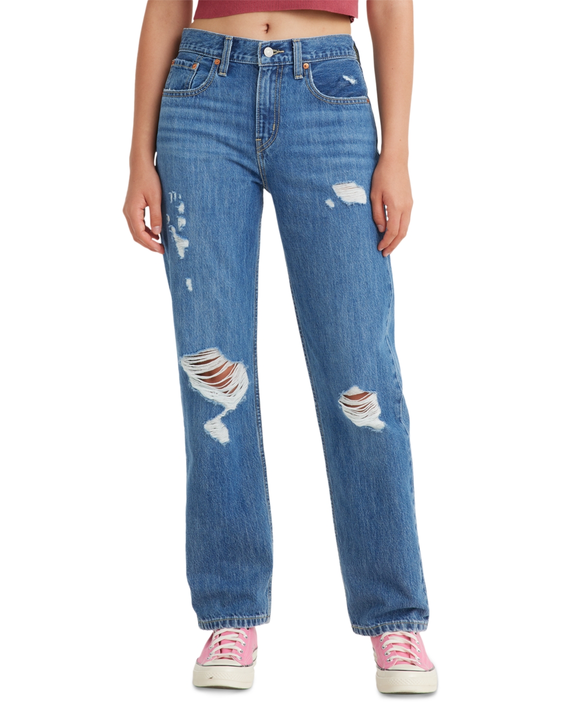 Low Pro Classic Straight-Leg High Rise Jeans - No Words