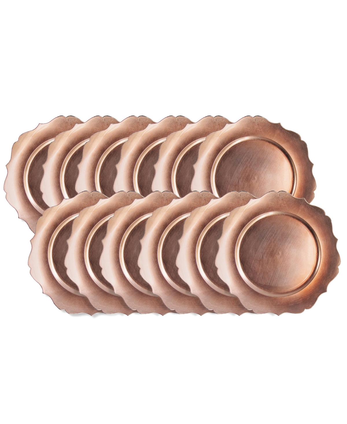 American Atelier Scallop Charger Plate 12 Piece Dinnerware Set, Service For 12 In Pink