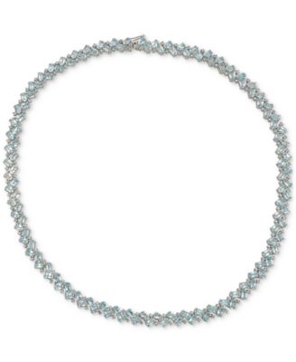 Macy's - Sky Blue Topaz (39-3/4 ct. t.w.) & White Topaz (2-1/8 ct. t.w.) 18" Collar Necklace in Sterling Silver