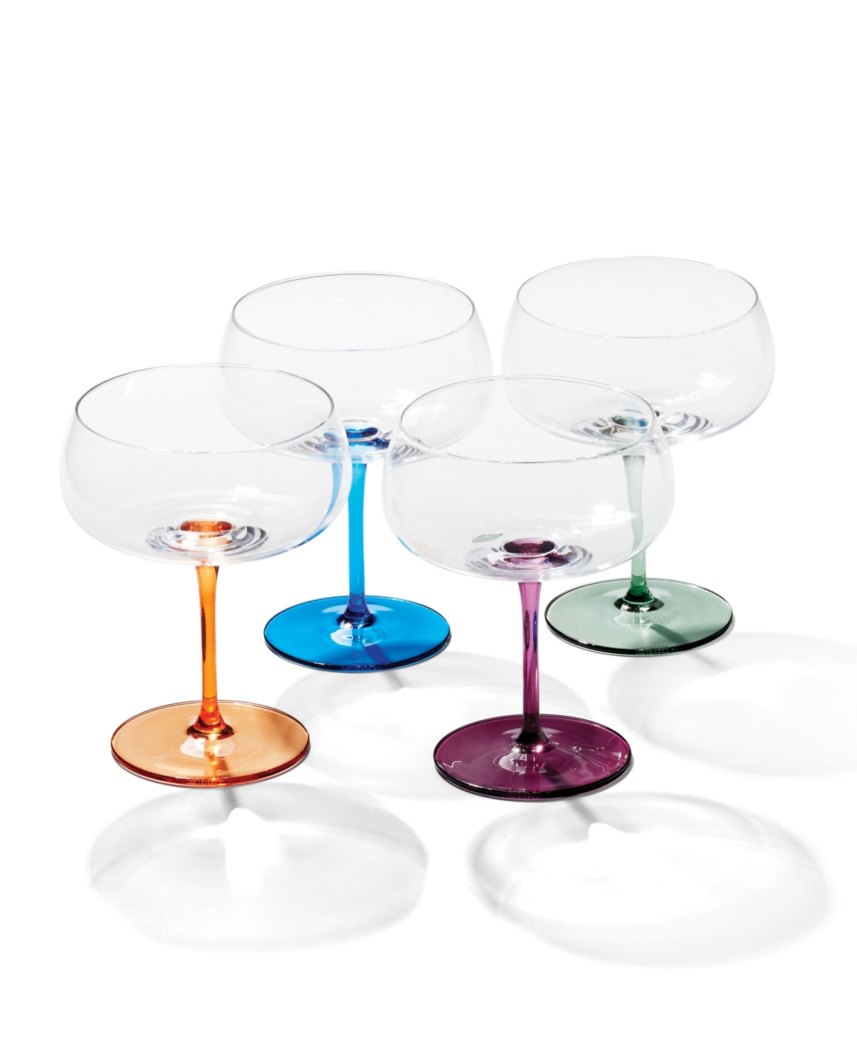 Oneida Bottoms Up Color Bottom Cocktail Glasses, Set of 4