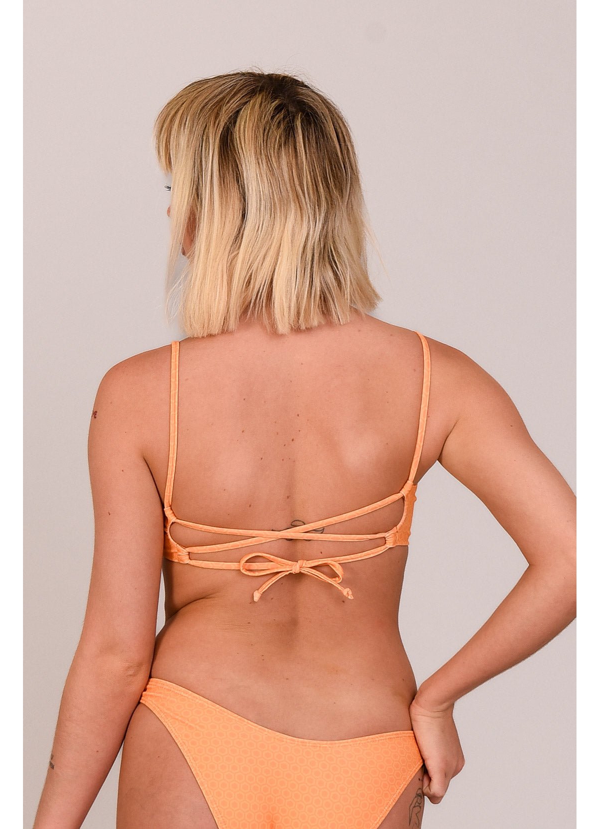 Oosc Women's Tangerine Squeeze Lace up Crop Bikini Top