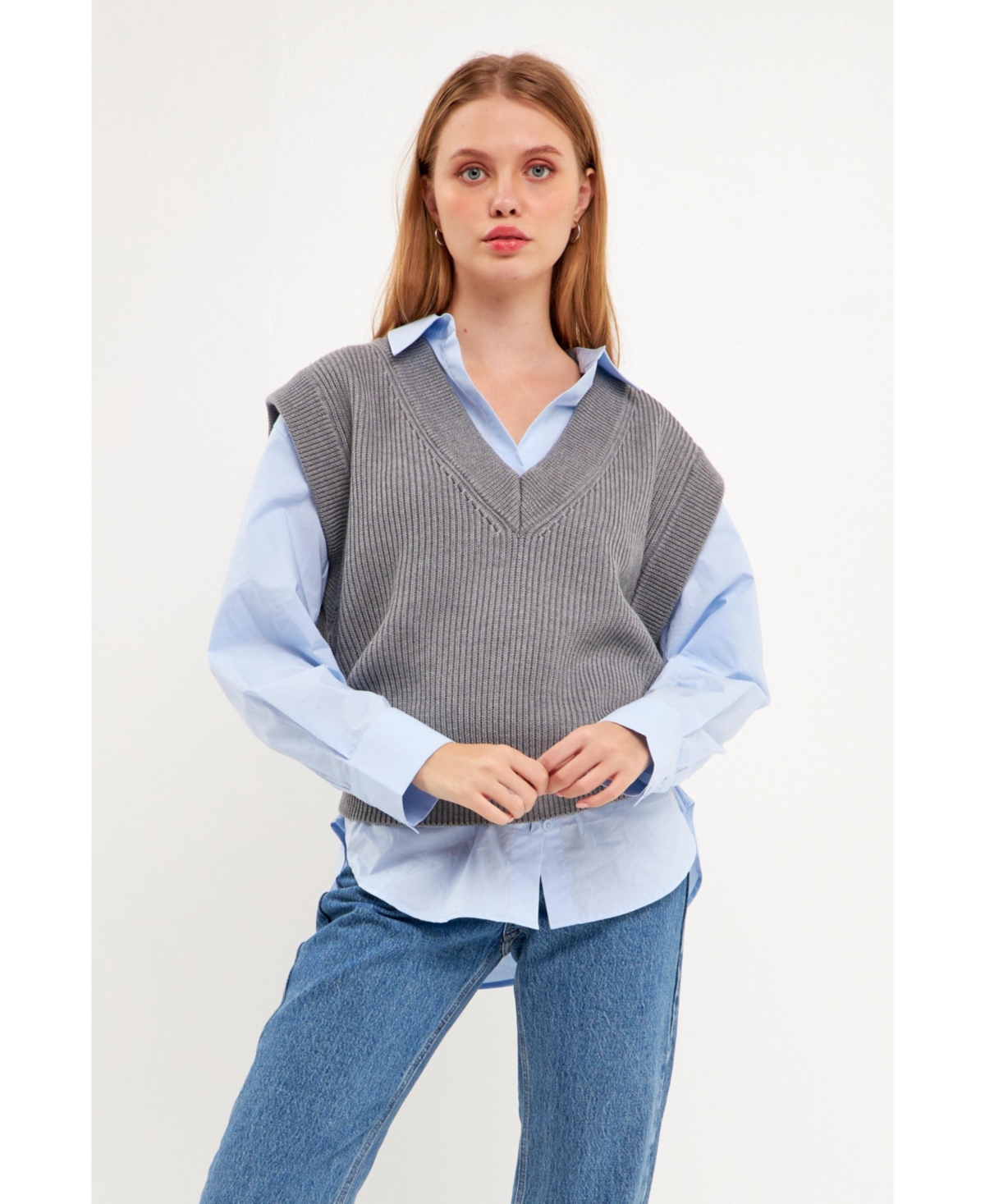 English Factory Women's V-neck Knit Sweater Vest