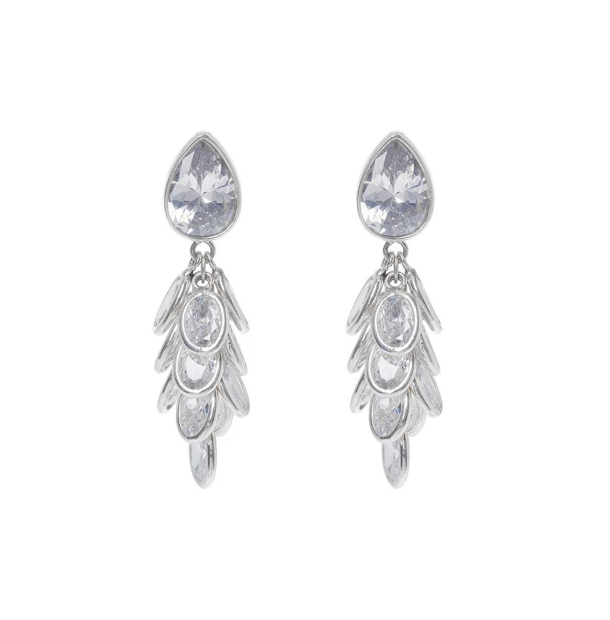 Petite Silver Crystal Drops Earrings - Silver