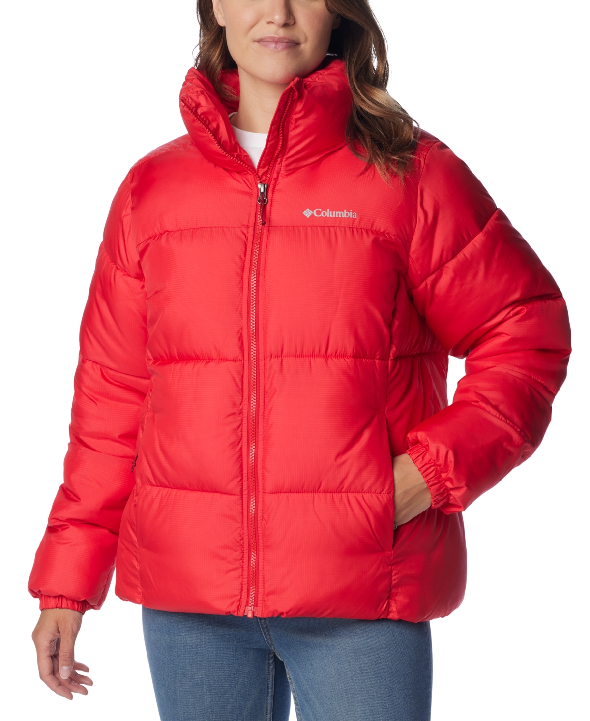 Columbia Women's Puffect Coat In Red Lily