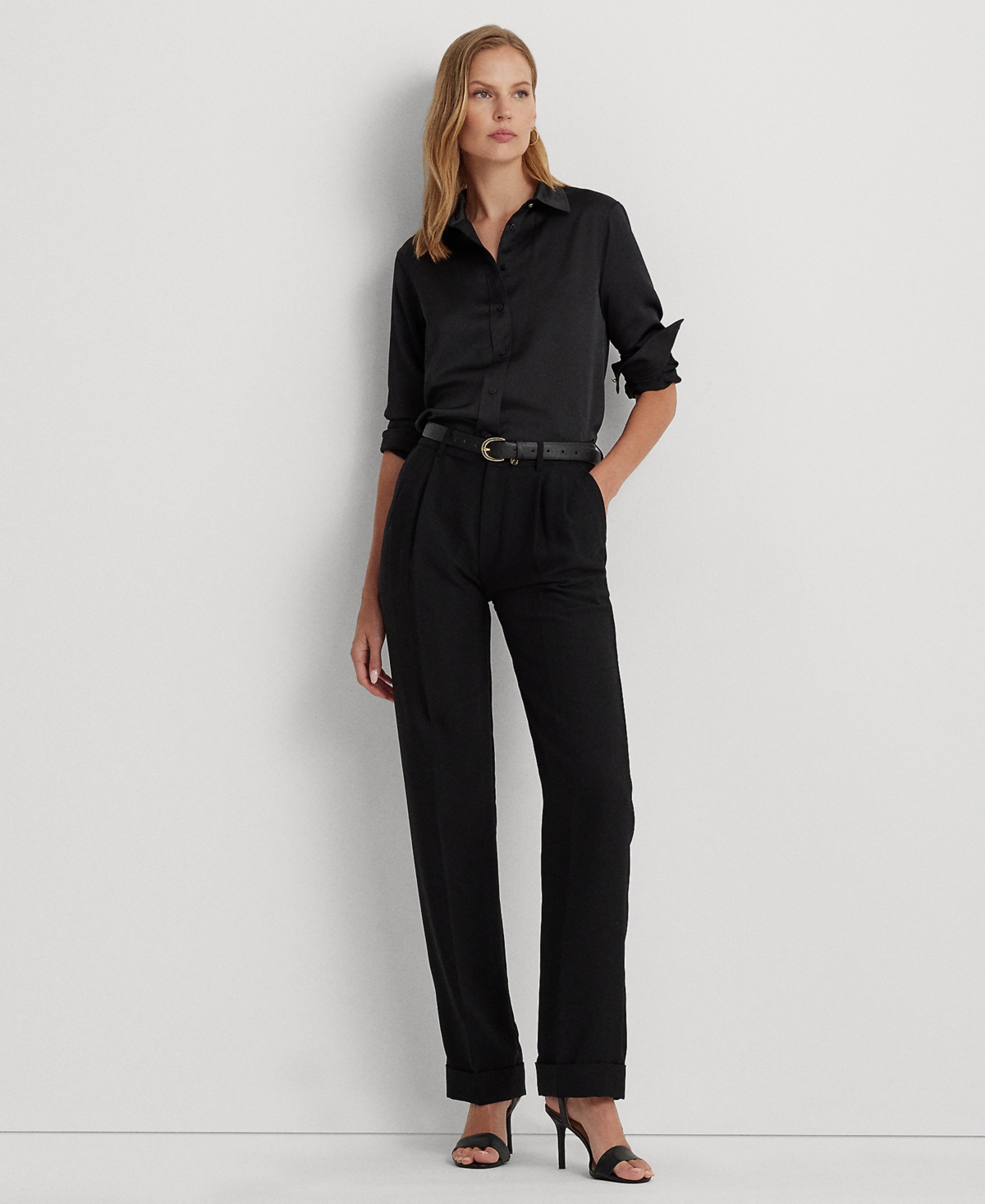 Lauren Ralph Lauren Women's Satin Charmeuse Shirt, Regular & Petite