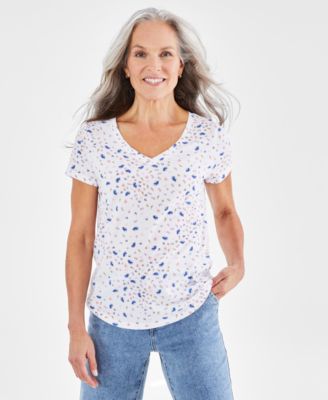 Style & Co - Women's Printed V-Neck Short-Sleeve T-Shirt