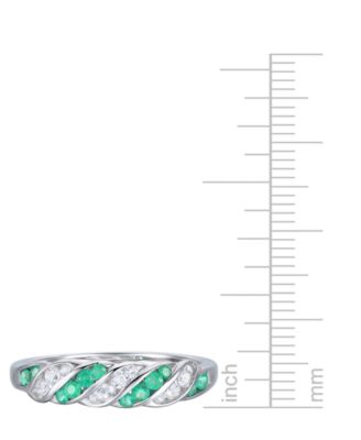 Emerald (1/5 ct. t.w.) & Diamond (1/5 ct. t.w.) Swirl Band in Sterling Silver (Also in Ruby & Sapphire)