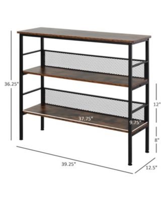 Industrial Ladder Bookshelf with 3 Shelves, 39.25"W x 12.5"D x 36.25"H,
