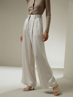 Women's High-Waisted Wide Leg Dense Silk Pants