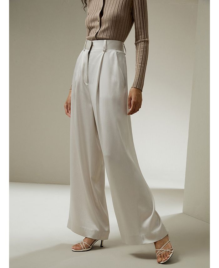 LILYSILK HighWaisted Wide Leg Dense Silk Pants for Women Macy's