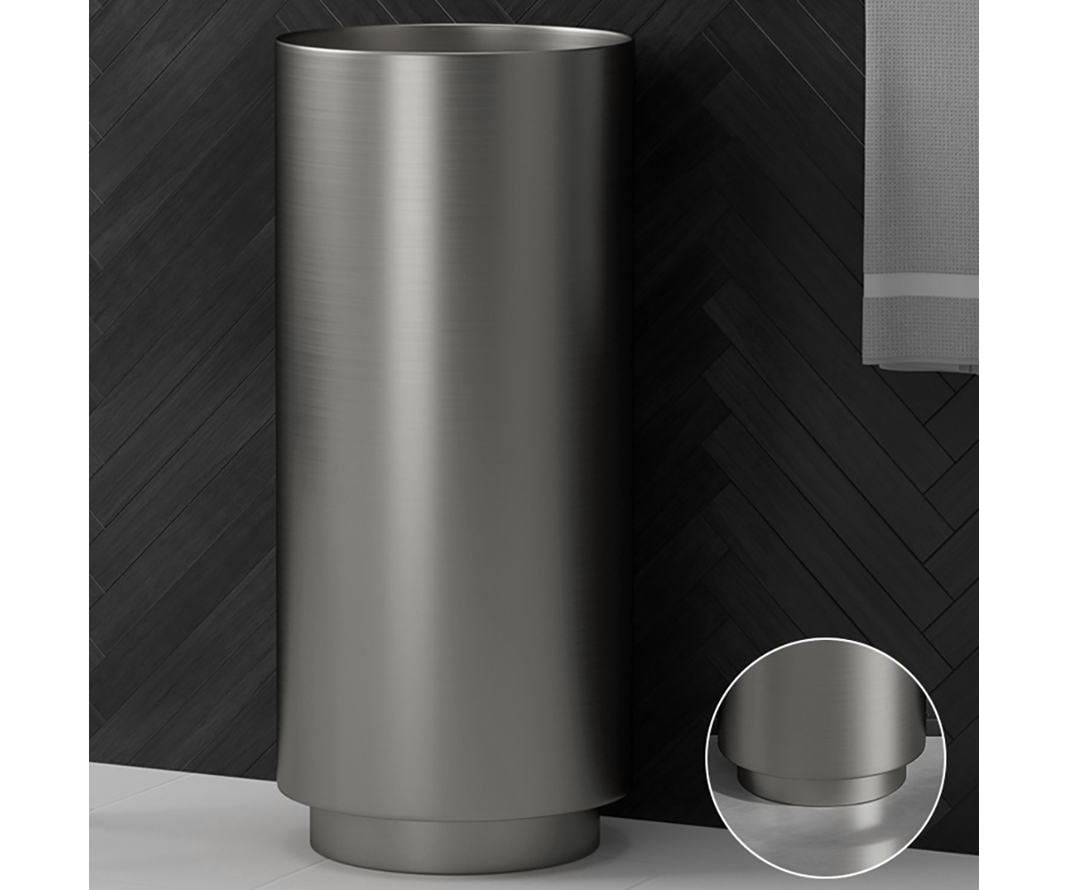 Mega Casa Modern Luxury Round Stainless Steel Freestanding Bathroom Sink Pedestal Sink