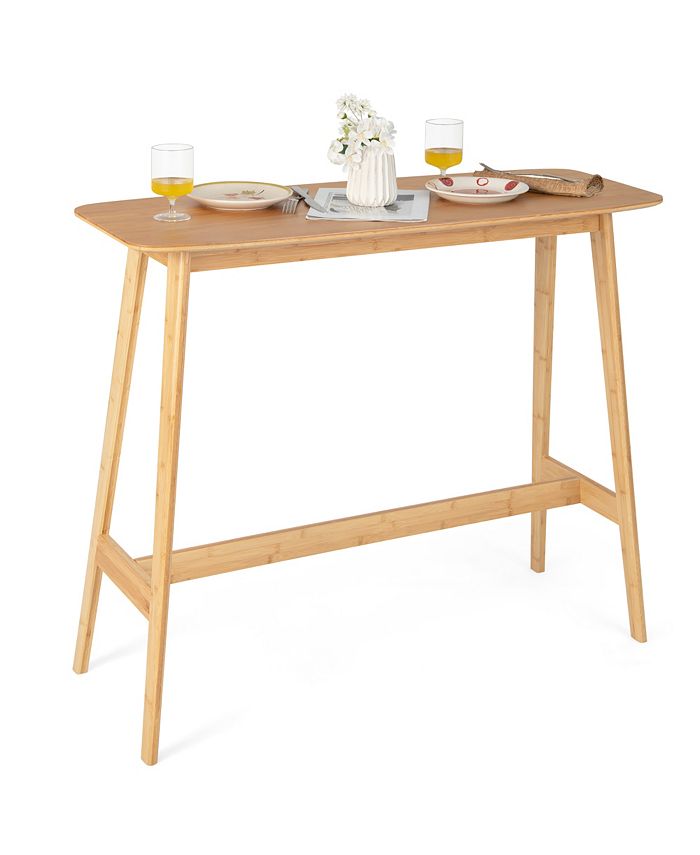 Costway Bamboo Bar Table Console Dining Pub Table For Narrow Space Macy's