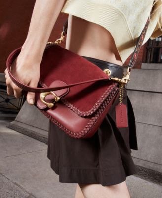 COACH Braided Trim Mixed Leather with Suede Flap Soft Tabby Shoulder Bag