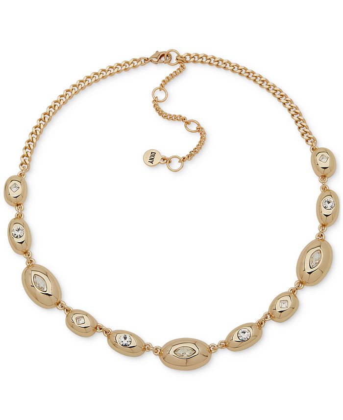 DKNY Gold-Tone Mixed Crystal Station Collar Necklace, 16