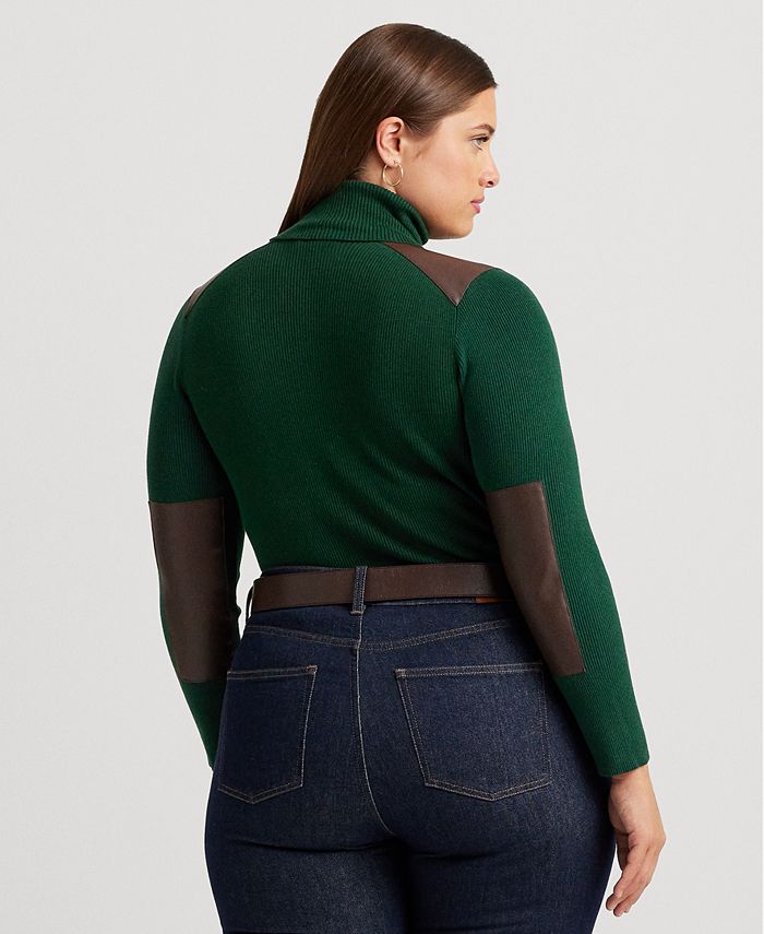 Lauren Ralph Lauren Plus Size Ribbed ElbowPatch Turtleneck Macy's