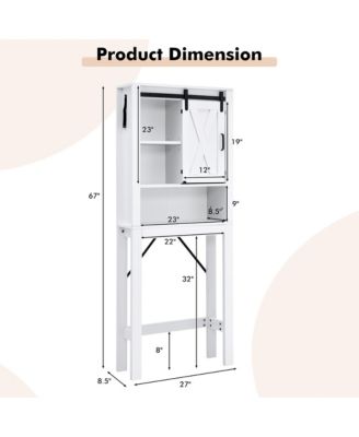 Over the Toilet Bathroom Storage Cabinet with Sliding Barn Door & Adjustable Shelf