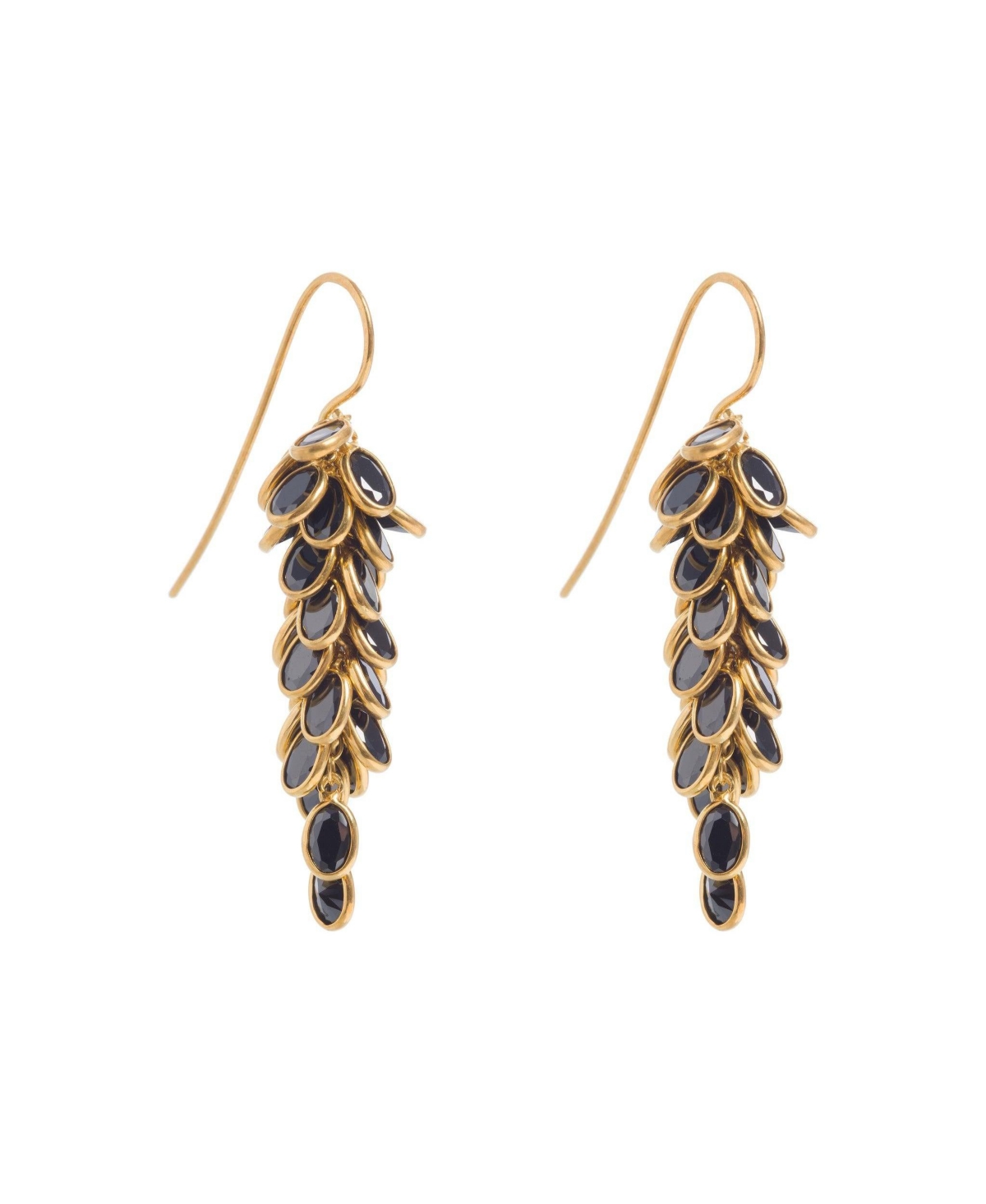 Gold And Black Midi Crystal Drop Earrings - Gold
