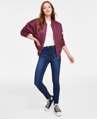 Hippie Rose - Juniors' Bomber Jacket & Crewneck Top