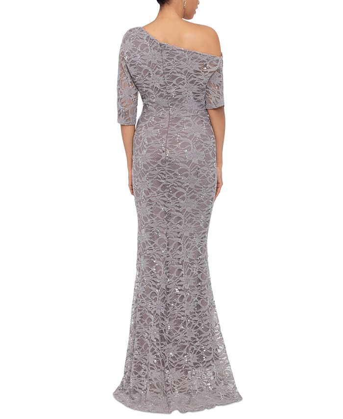 Betsy Adam Women's Sequined Short Sleeve Jewel Neck Full Length Evening Dress Brown Size 12