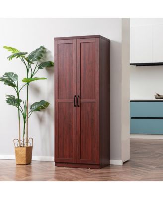 63" Kitchen Pantry, Storage Cabinet with 2 Doors, Adjustable Shelves