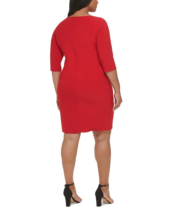 Jessica Howard Plus Size Hardware-Trimmed Side-Pleated Dress - Macy's
