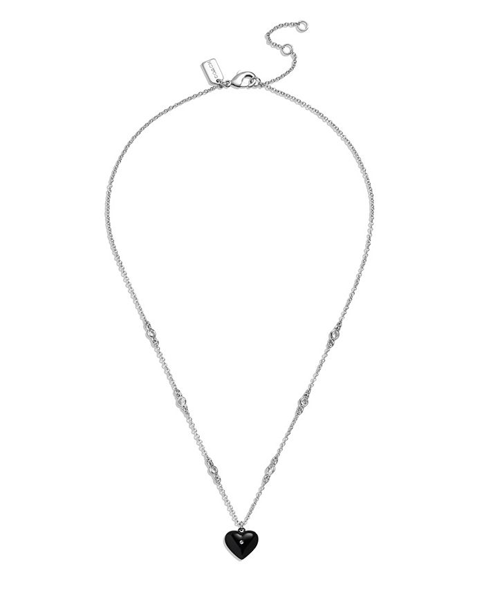 COACH Cubic Zirconia Heart Pendant Necklace - Macy's