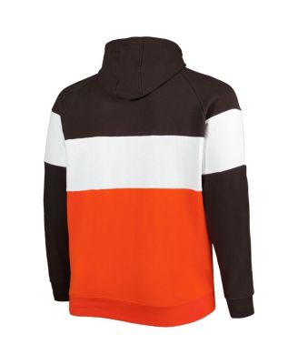 Men's Brown, Orange Cleveland Browns Big and Tall Current Team Colorblock Fleece Raglan Pullover Hoodie