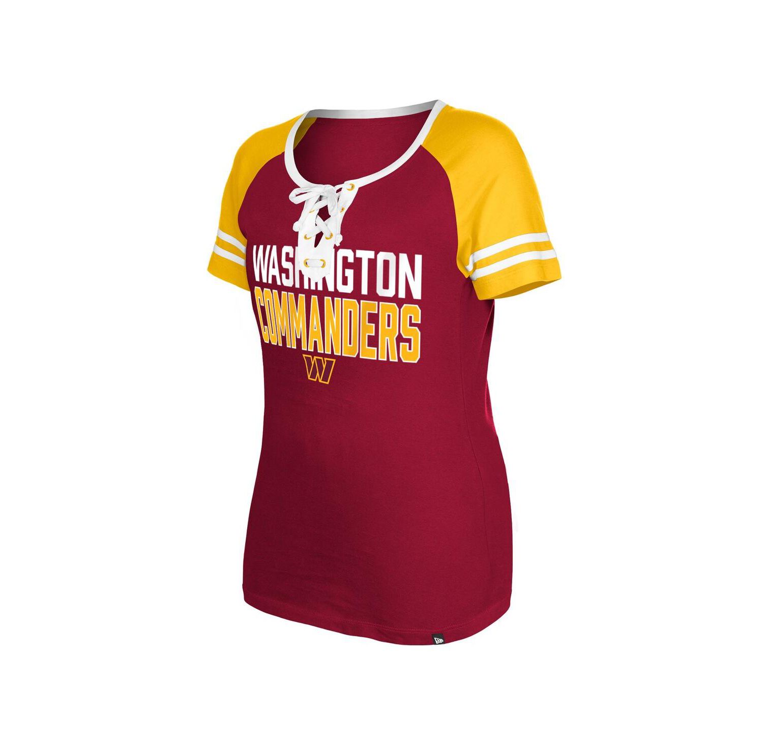 Women's Burgundy Washington Commanders Raglan Lace-Up T-shirt
