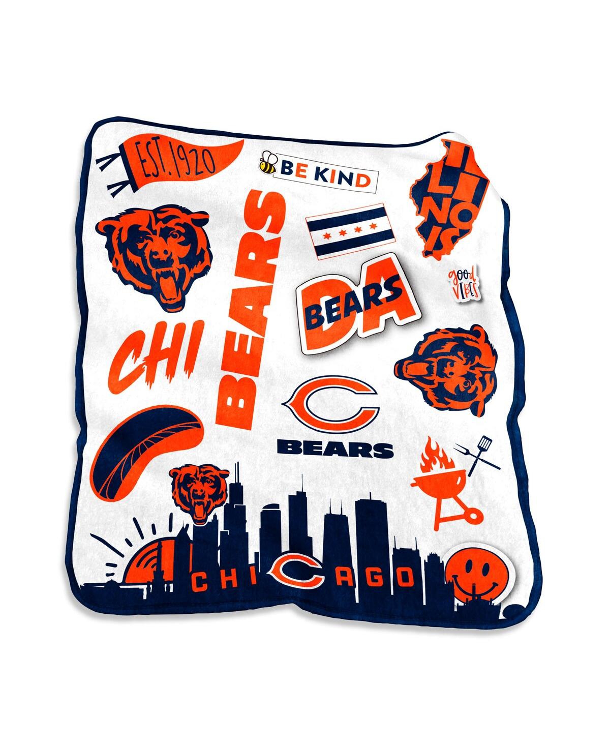 Logo Brands Chicago Bears 50'' X 60'' Native Raschel Plush Throw Blanket In Multi