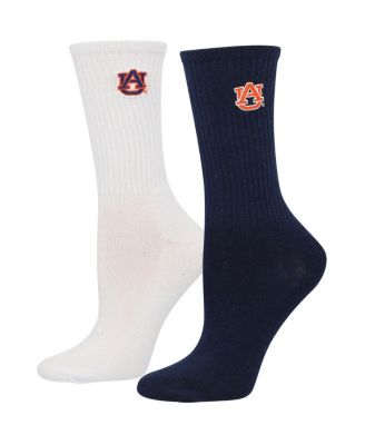 Women's Navy, White Auburn Tigers 2-Pack Quarter-Length Socks