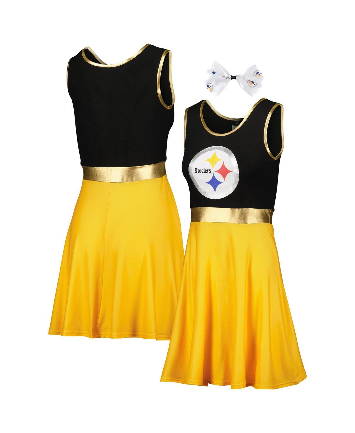 JERRY LEIGH WOMEN'S BLACK, GOLD PITTSBURGH STEELERS GAME DAY COSTUME DRESS SET