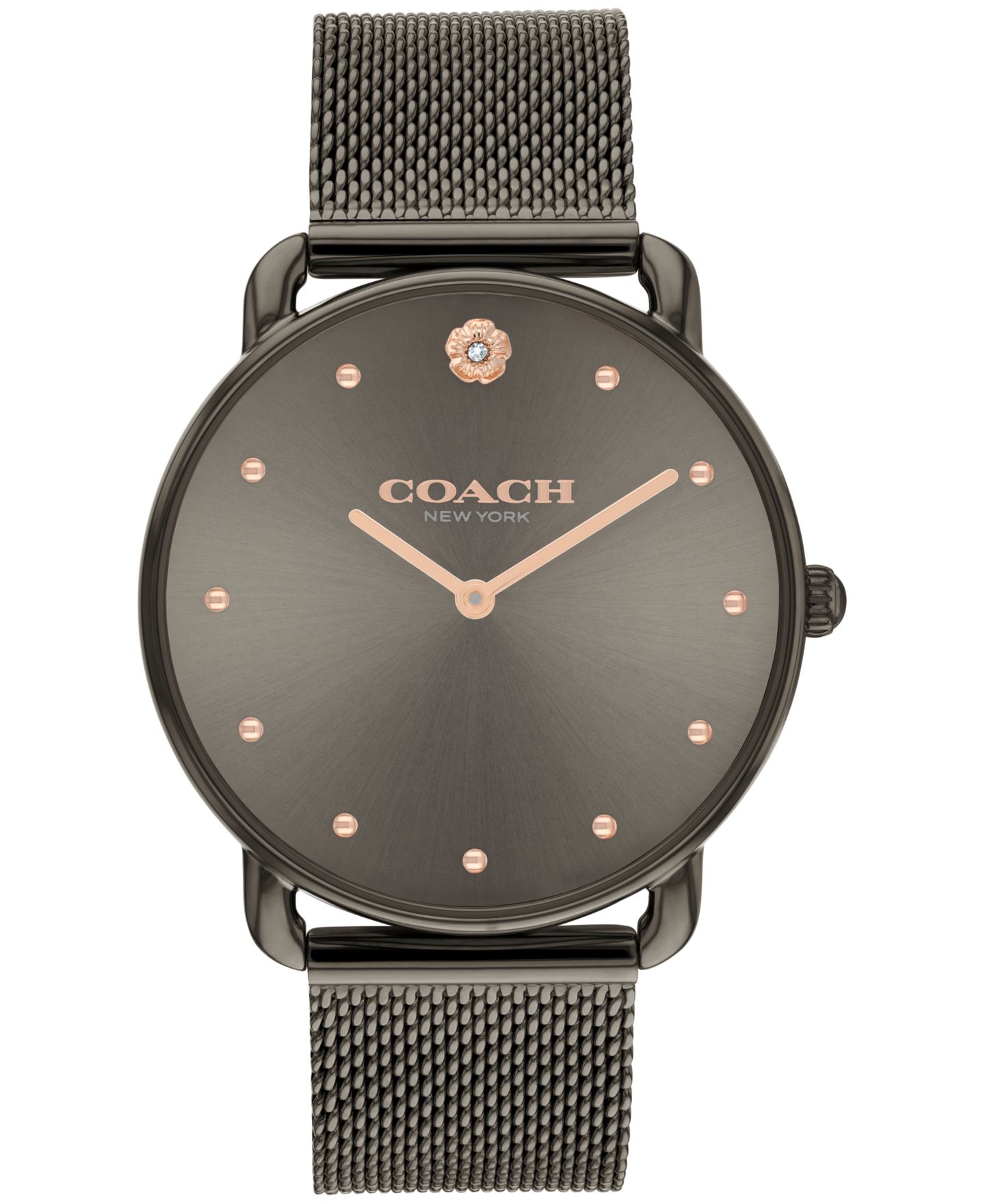 Женские часы Coach Elliot Grey Stainless Steel Mesh Bracelet Watch 36mm — фото 1
