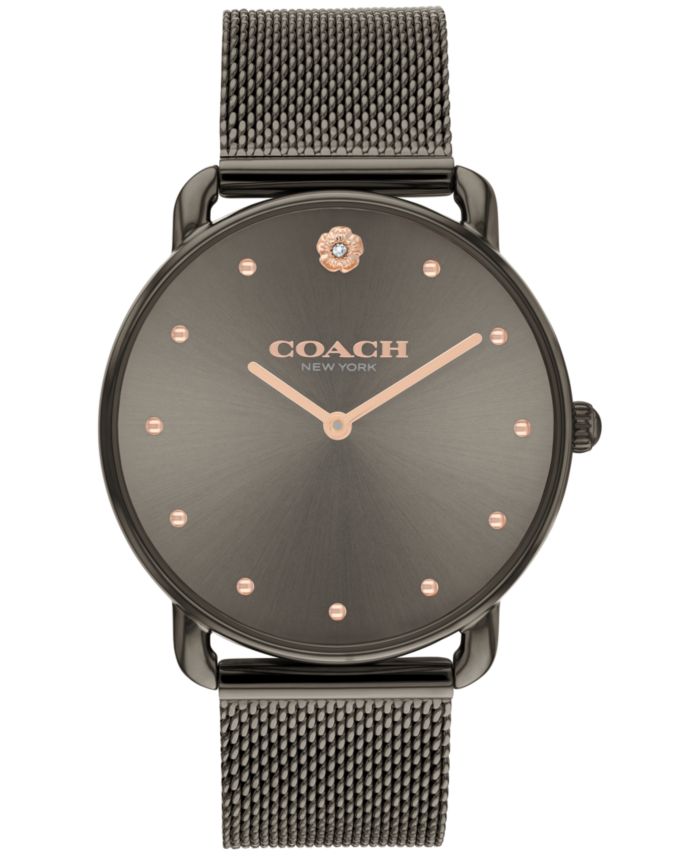 COACH Women's Elliot Grey Stainless Steel Mesh Bracelet Watch 36mm