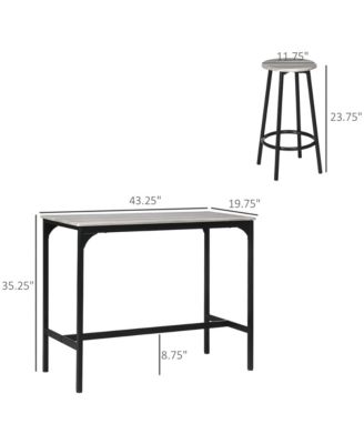 5-Piece Rustic Bar Table and Chairs Set for Dining Room