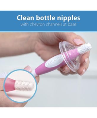 Baby Dr. Brown's Baby Bottle and Nipple Brush Soft Touch and Sponge Brush, Pink, 2 Pack