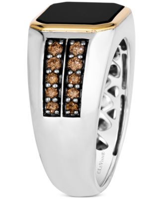 Chocolatier&reg; Men's Onyx & Chocolate Diamond (1/2 ct. t.w.) in Sterling Silver & 14k Gold