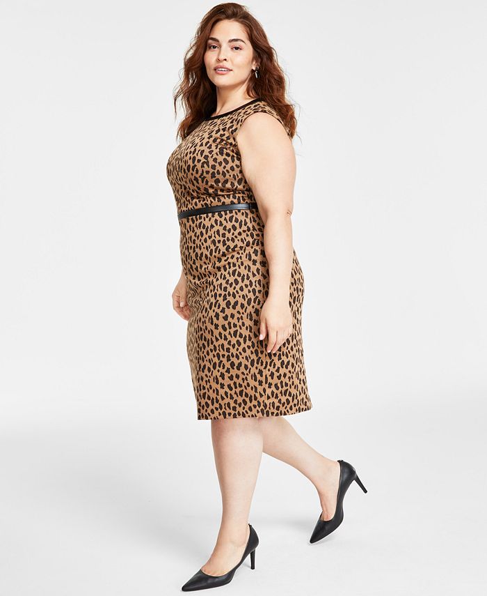 BEAUDRM Women's Plus Size Leopard Halter Mini Dress - Y2K Cheetah Print Sleeveless Dress (0XL-4XL) - View #5