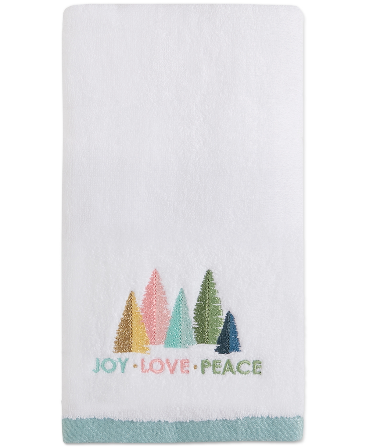 Holiday Lane Embroidered Holiday 2-pc. Hand Towels, 16" X 28", Created For Macy's In Joy Love Peace