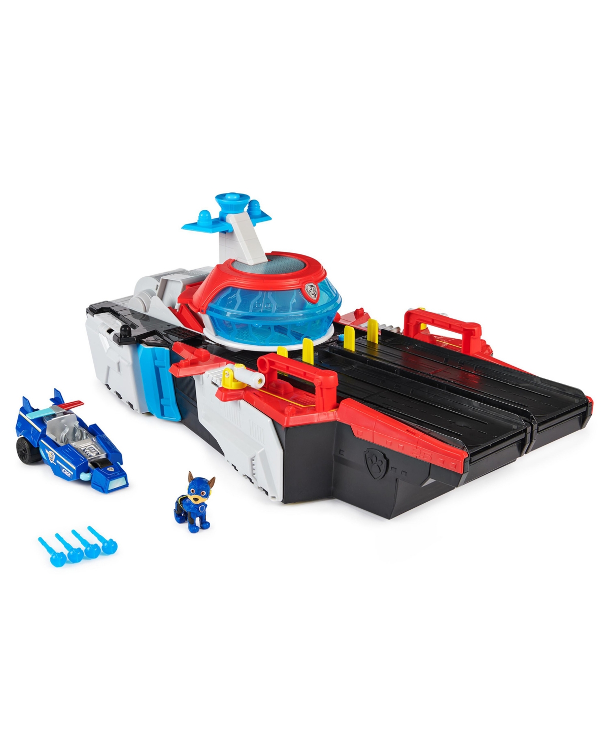 Paw Patrol - The Mighty Movie, Aircraft Carrier Hq, With Chase Action Figure And Mighty Pups Cruiser, Kids Toys In Multicolor