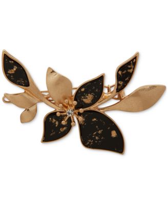 lonna & lilly - Gold-Tone Pav&eacute; & Stone Flower Leaf Hair Barrette