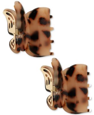 lonna & lilly - Gold-Tone 2-Pc. Set Tortoise Shell-Look Acetate Butterfly Hair Clips