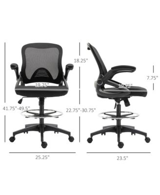 Mesh Drafting Chair with Flip-Up Armrests and Swivel Wheels,