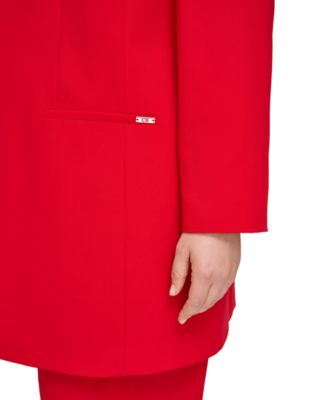 Calvin Klein Plus Size Collarless Open-Front Long Blazer