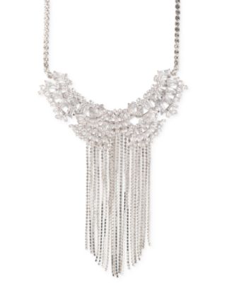 Givenchy - Silver-Tone Baguette Crystal & Cubic Zirconia Statement Necklace, 16" + 3" extender