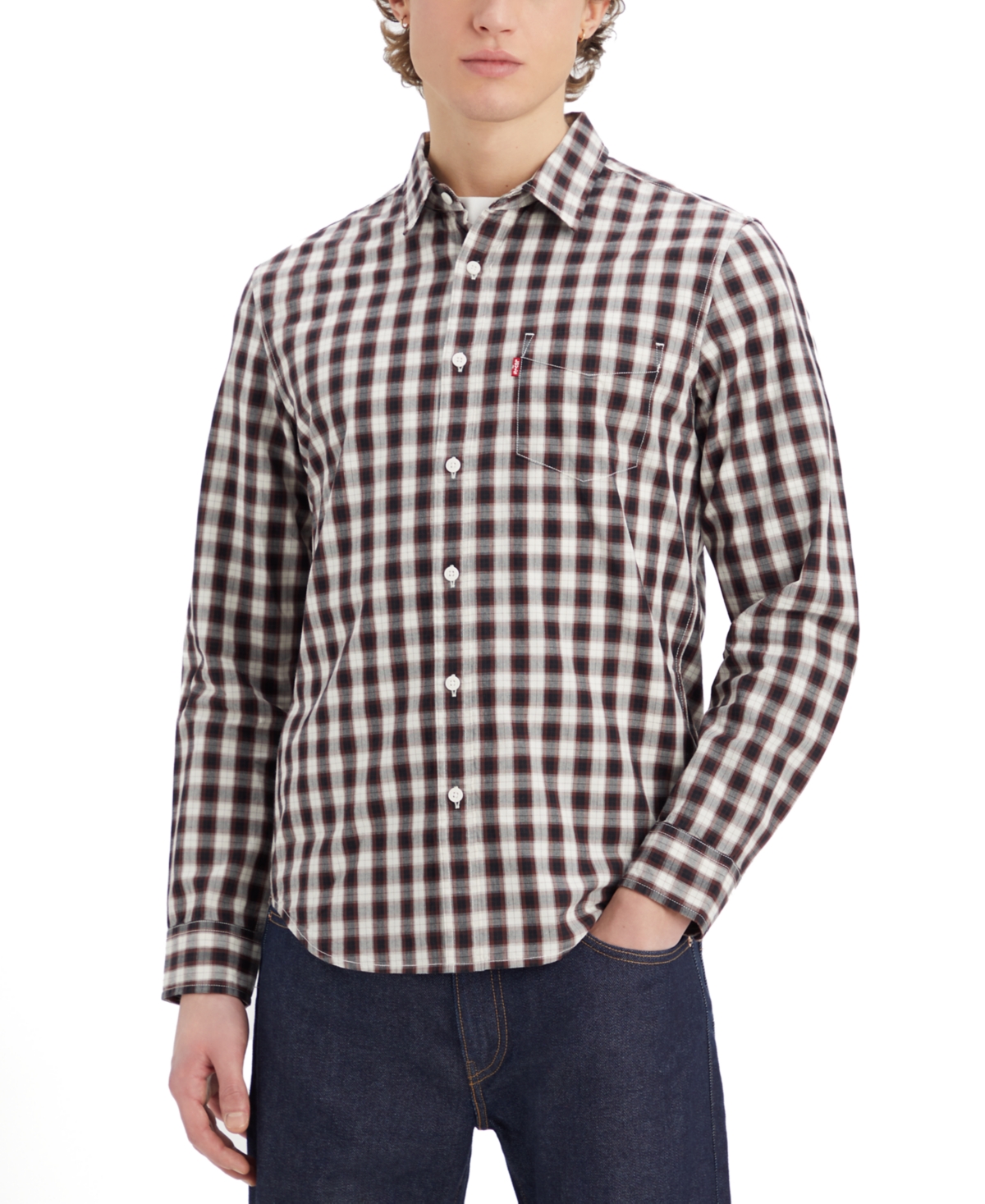 Levi's Men's Classic 1 Pocket Regular-fit Long Sleeve Shirt In Terry Plaid Decadent Chocolate
