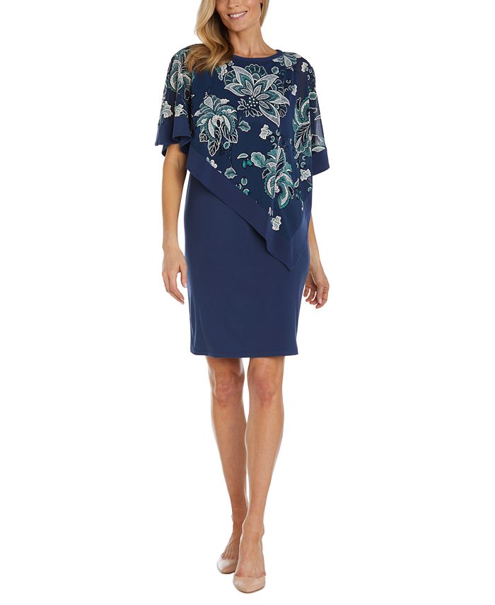 R & M Richards Women's Embroidered Poncho Dress - Macy's
