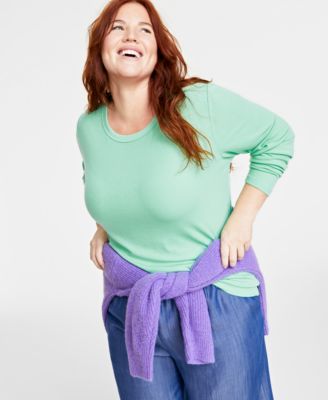On 34th - Plus Size Ribbed Long-Sleeve T-Shirt