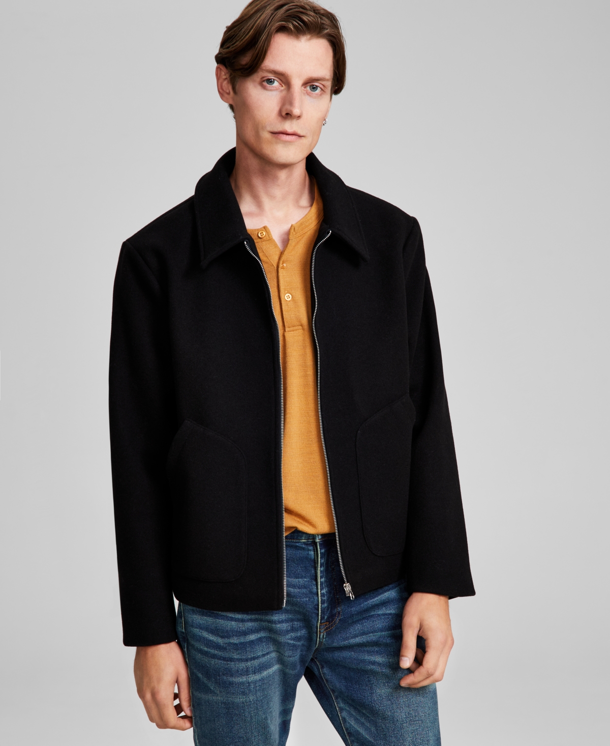 Men's Zip-Front Jacket, Created for Macy's - Black