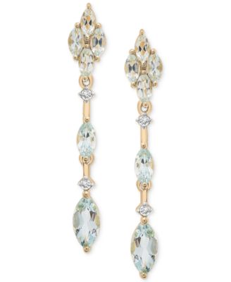 Macy's - Sky Blue Topaz (2-1/6 ct. tw.) & Diamond (1/20 ct. tw.) Drop Earrings in 14k Gold